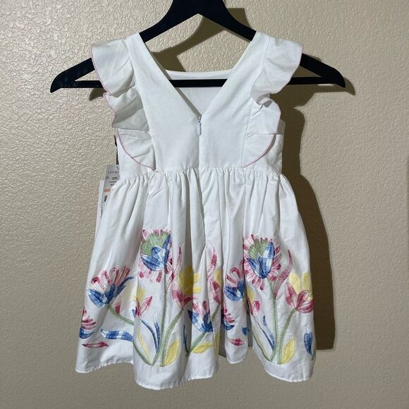 Pippa & Julie Floral Embroidered White Kids Dress - Picture 2 of 6